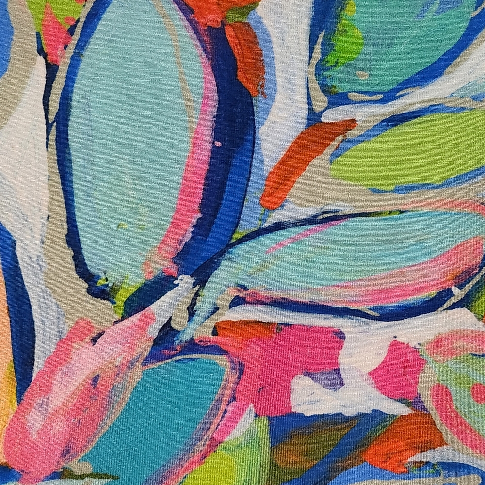CLAIRE DESJARDINS Tunic Top Womens XL Multicolor Abstract Print Asymmetrical Hem - Picture 6 of 11